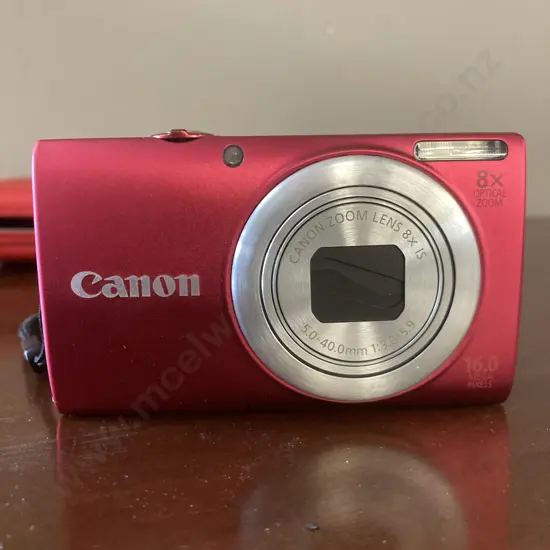 Canon PC1730 8x Optical Zoom 16.0 MP Digital Camera Red, Red Lowepro Case (No Charger)