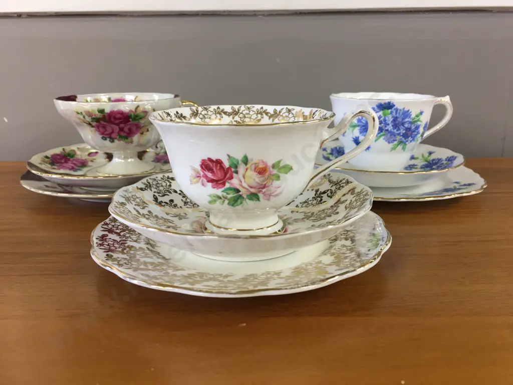 Trios x3 Including Royal Albert, Colclough Etc Image 1++