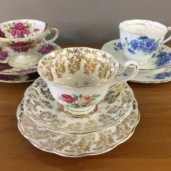 Trios x3 Including Royal Albert, Colclough Etc
