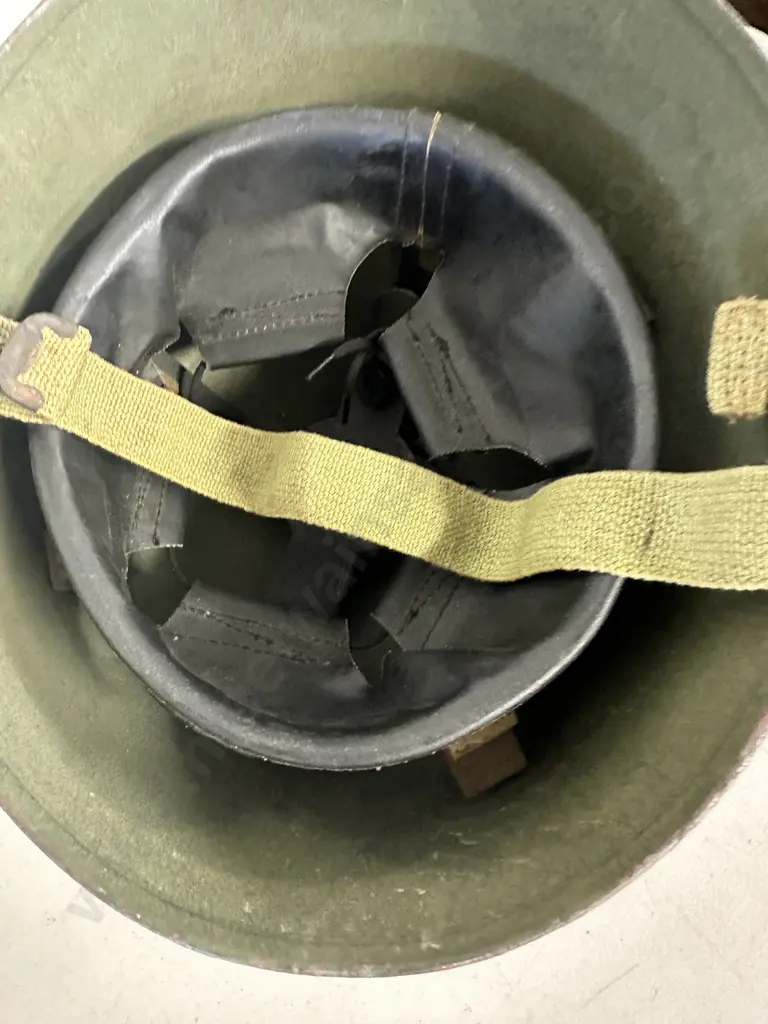 Vintage Blue Steel Military Helmet With Liner Image 1++