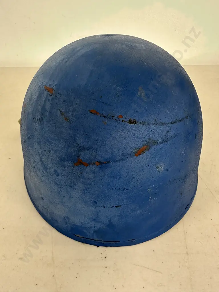Vintage Blue Steel Military Helmet With Liner Image 1++