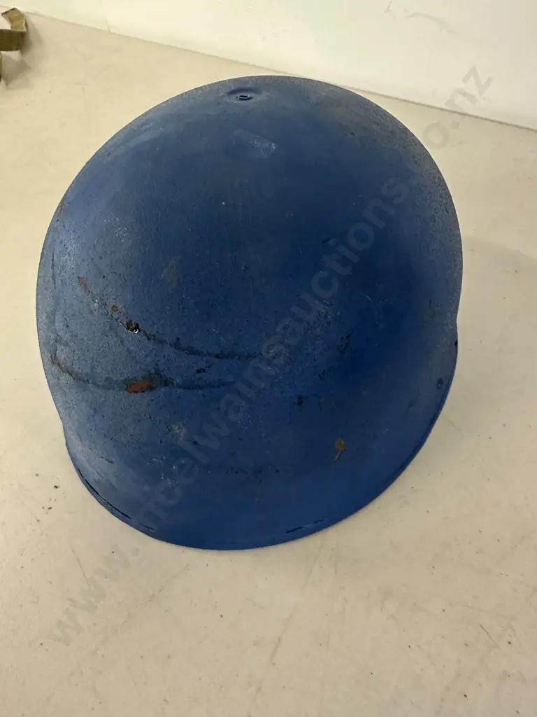 Vintage Blue Steel Military Helmet With Liner Image 1++