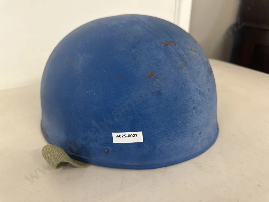 Vintage Blue Steel Military Helmet With Liner Image 1++