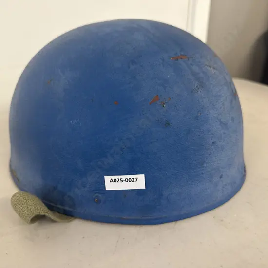 Vintage Blue Steel Military Helmet With Liner