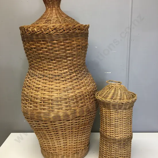 Cane Ali Baba Basket & Cane Toilet Roll Holder  
