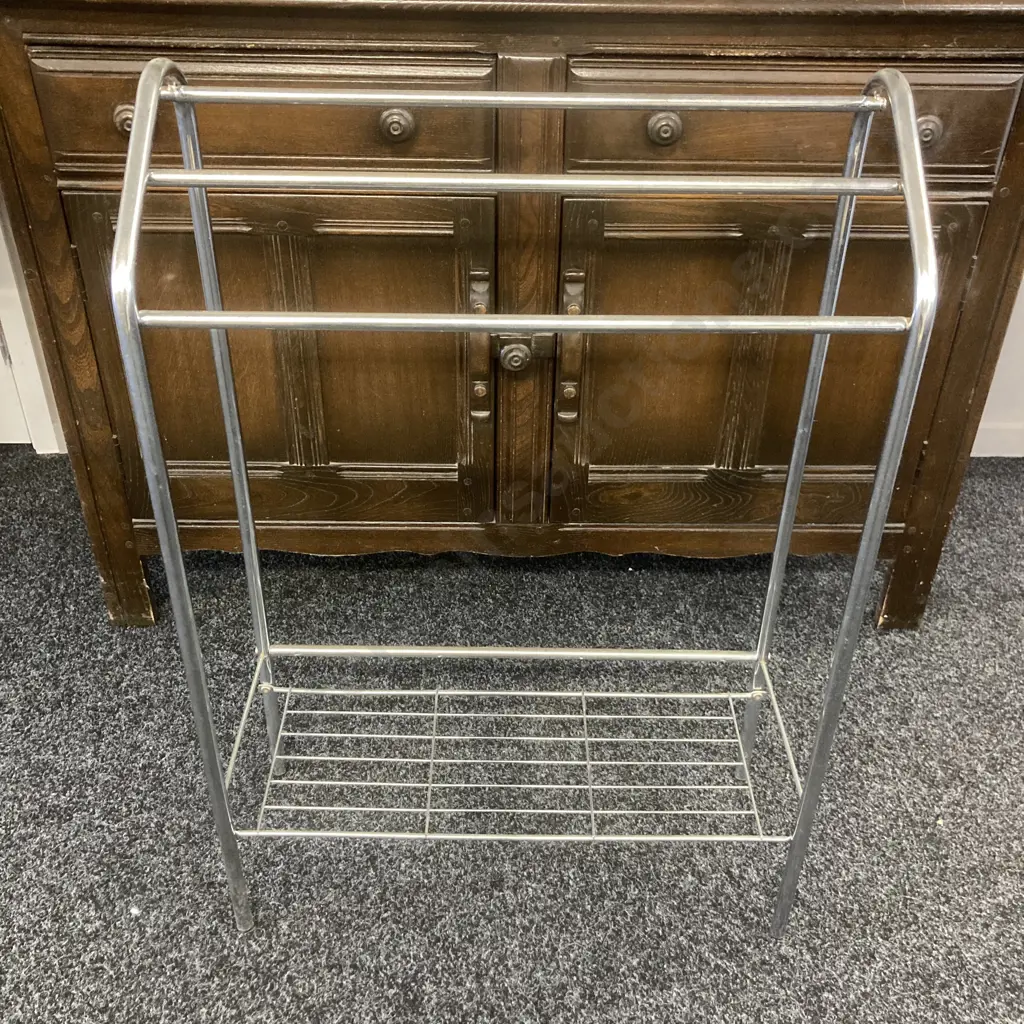 Freestanding Metal Towel Rail With Shelf. H85 W57 D23.5cm Image 1++