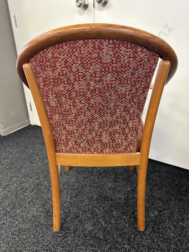 Rimu Armed Reception Chair, Orange / Red Patterned Upholstery Image 1++