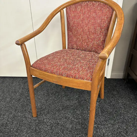 Rimu Armed Reception Chair, Orange / Red Patterned Upholstery