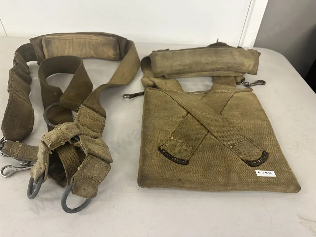 WWII 3 Inch Airborne Mortar Baseplate Carrying Cushion & Tube Sling Image 1++