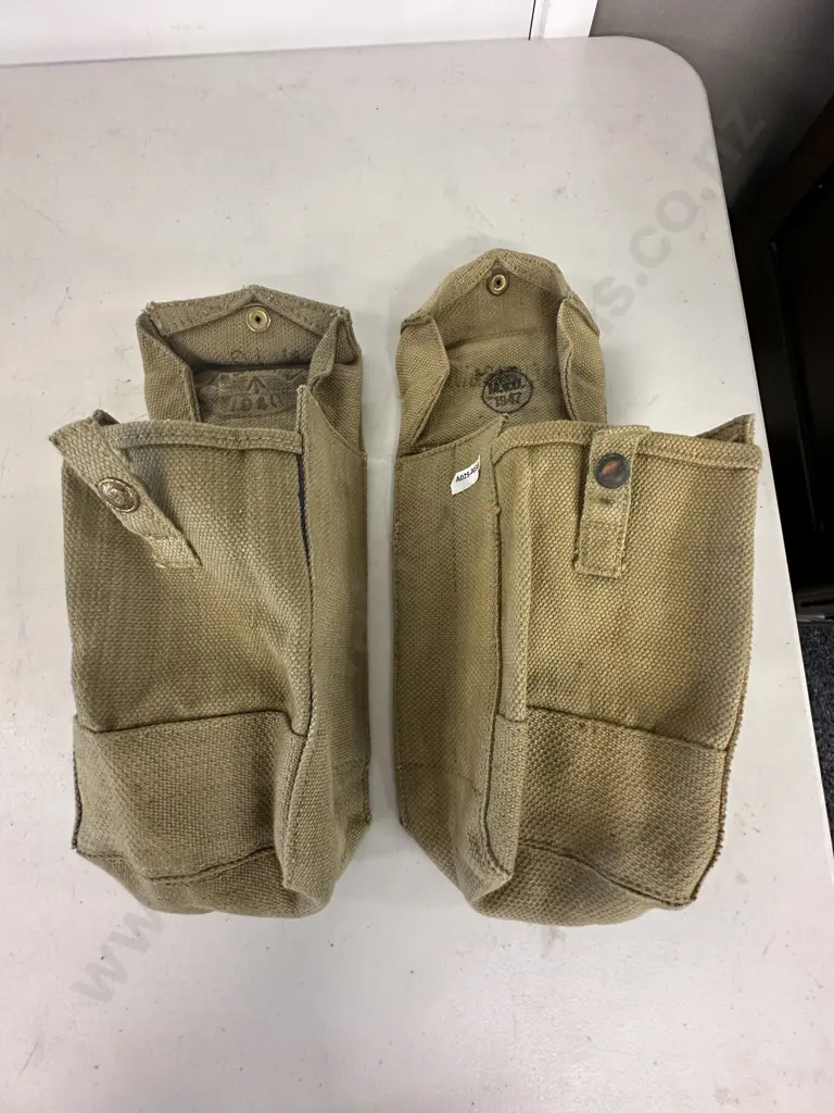 Pair of British Army P37 Canvas Bren Gunners Mag Pouches Image 1++
