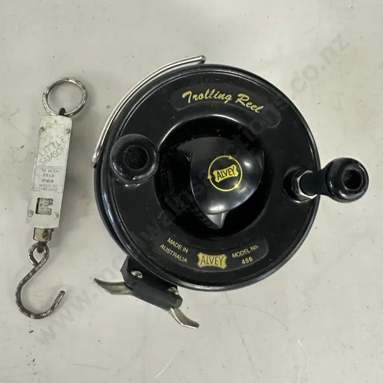 Alvey 475B "New Zealand Trolling Reel" & Little Samson 25lb Spring Balance Scales - England