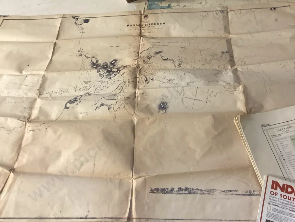 Copy of a Survey Map of Raglan Harbour 1864, Fishing Charts, Geoff Wilson's Fishing Knots & Rigs Book Etc Image 1++