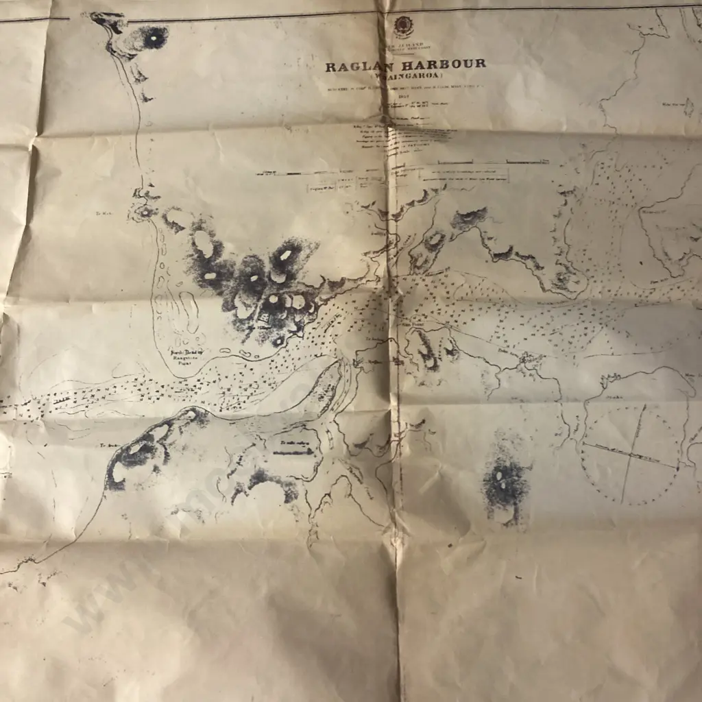 Copy of a Survey Map of Raglan Harbour 1864, Fishing Charts, Geoff Wilson's Fishing Knots & Rigs Book Etc Image 1++