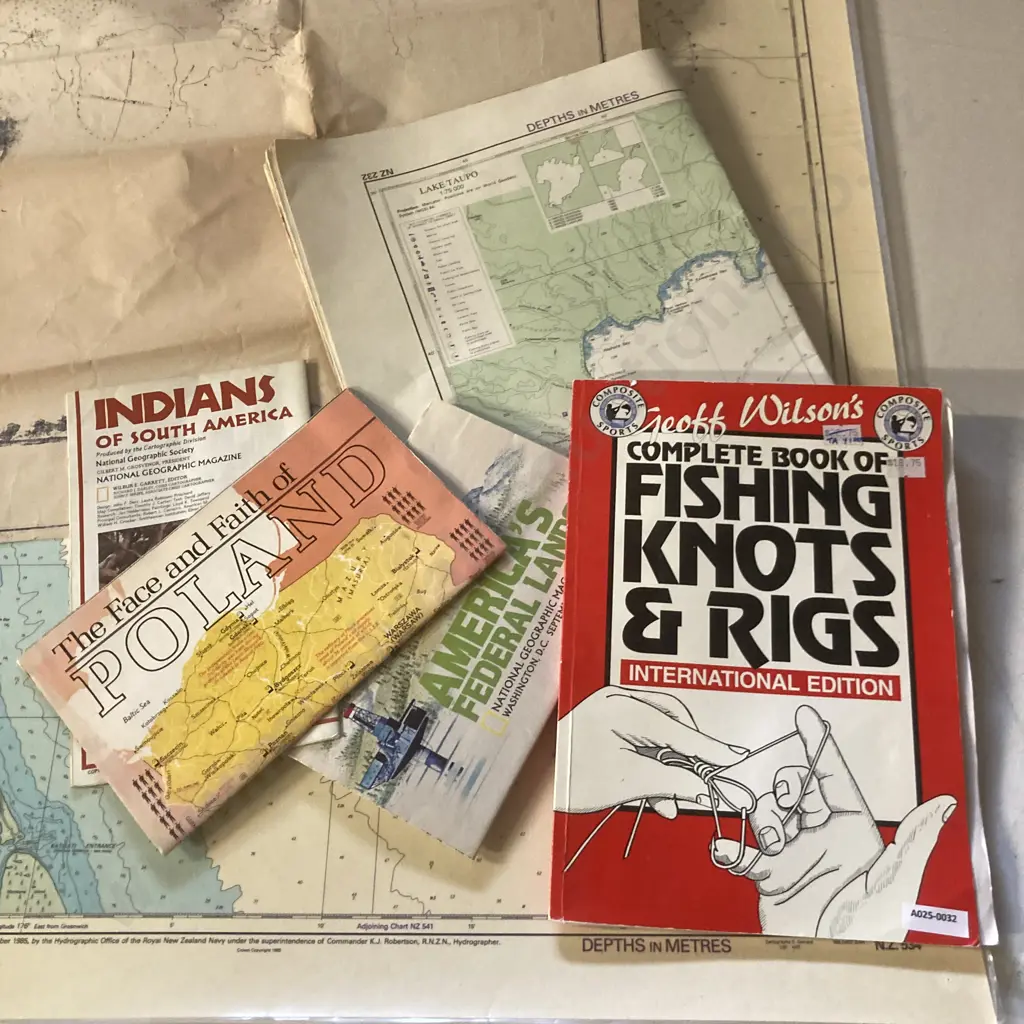 Copy of a Survey Map of Raglan Harbour 1864, Fishing Charts, Geoff Wilson's Fishing Knots & Rigs Book Etc Image 1++