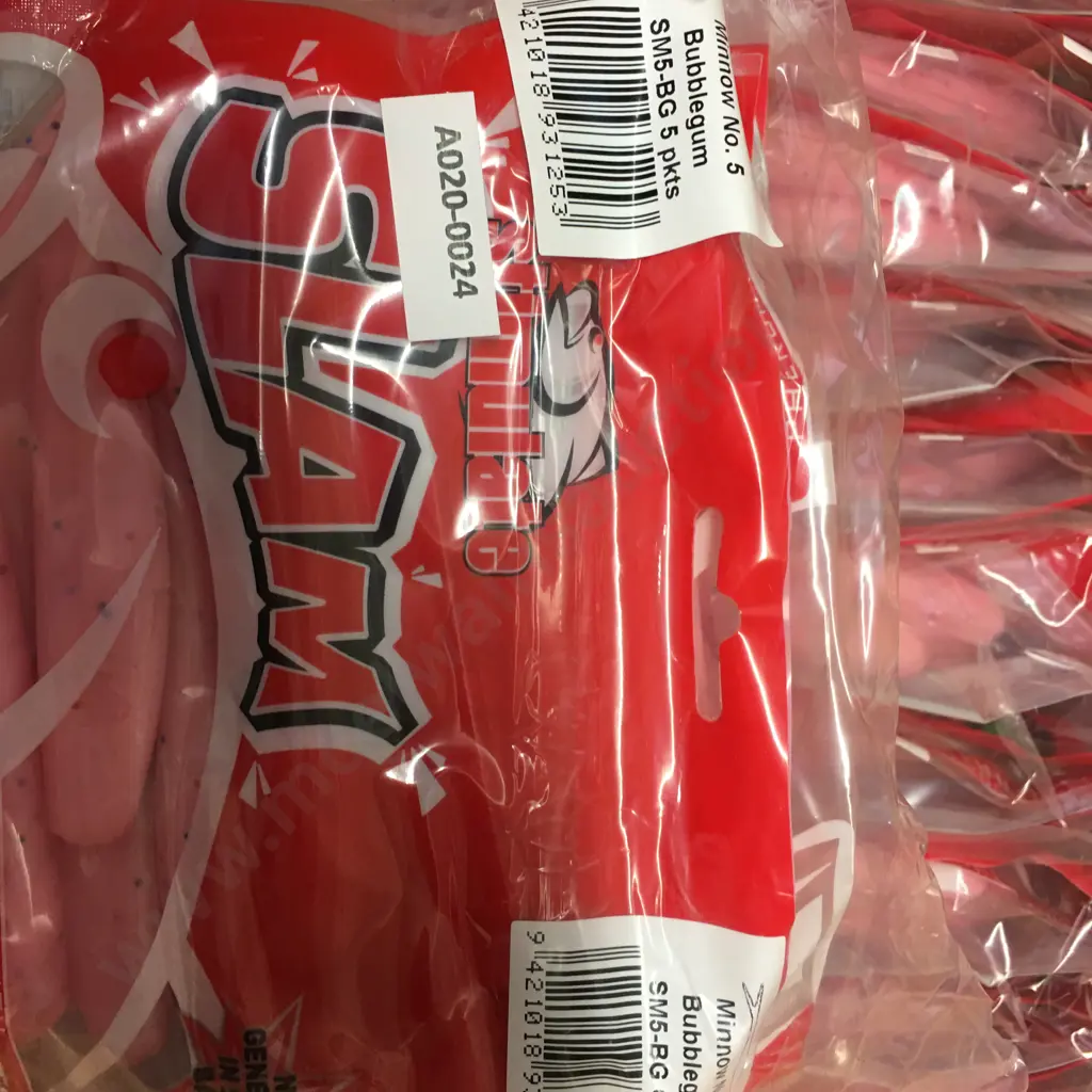 Box of 18 x Packets (5x Packets of 6x Baits per Pack) Slam Minnow No. 5 Bubblegum Pheromones Bait, New Image 1++