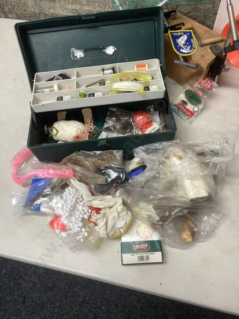 Fly Fishing Tackle Box & Tackle, Fly Tying Items, Poster, Net Etc Image 1++