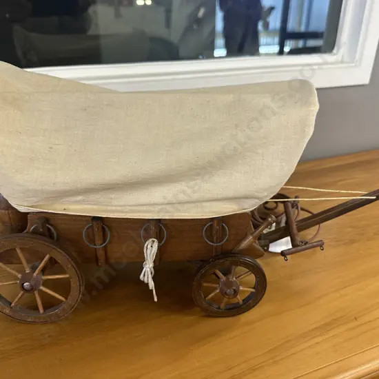 Vintage Handcrafted Western Covered Wagon Lamp