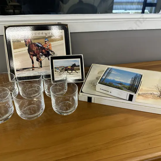 Assorted Vintage Placemats Including Trotting & Bohemia Glasses