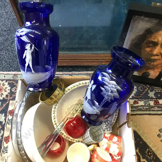 Box Of Assorted China & Glass Items