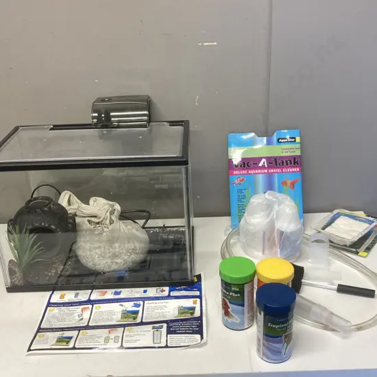 Small Glass Fish Tank H26 W36 D22cm With Accessories