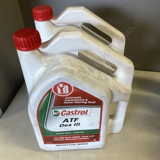 Pair of Castrol ATF DEX III Automatic Transmission & Power Steering Fluid - 4 Litres