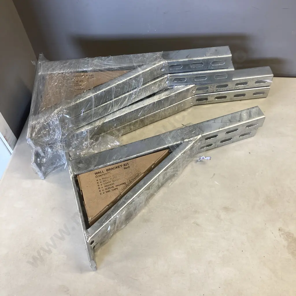 Heavy Duty Galvanised Wall Bracket Kits x 3 Pairs - 28 x 64 x 40 & 2 x 28 x 49 x 40cm Image 1++