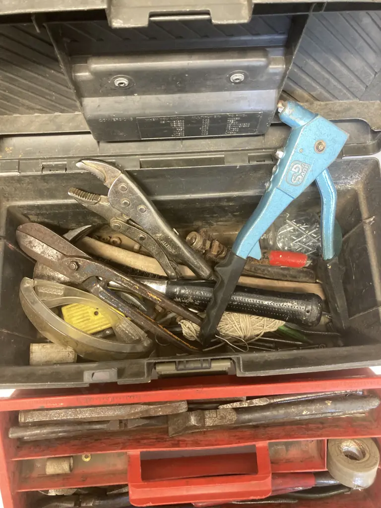 Plastic Toolbox - Pliers, Chisels, Vice Grips, Pot Riveter Etc Image 1++