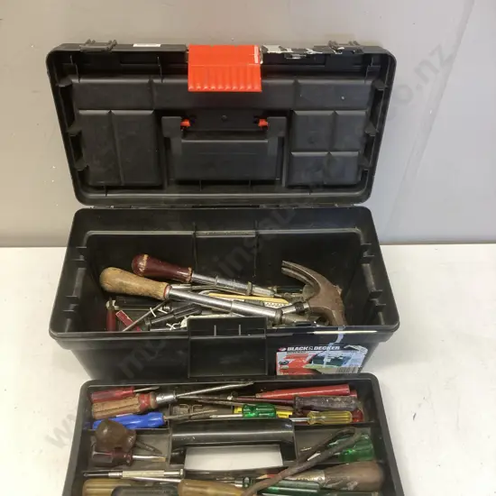 Black & Decker Plastic Toolbox - Screwdrivers & Allen Keys, Hammer Etc