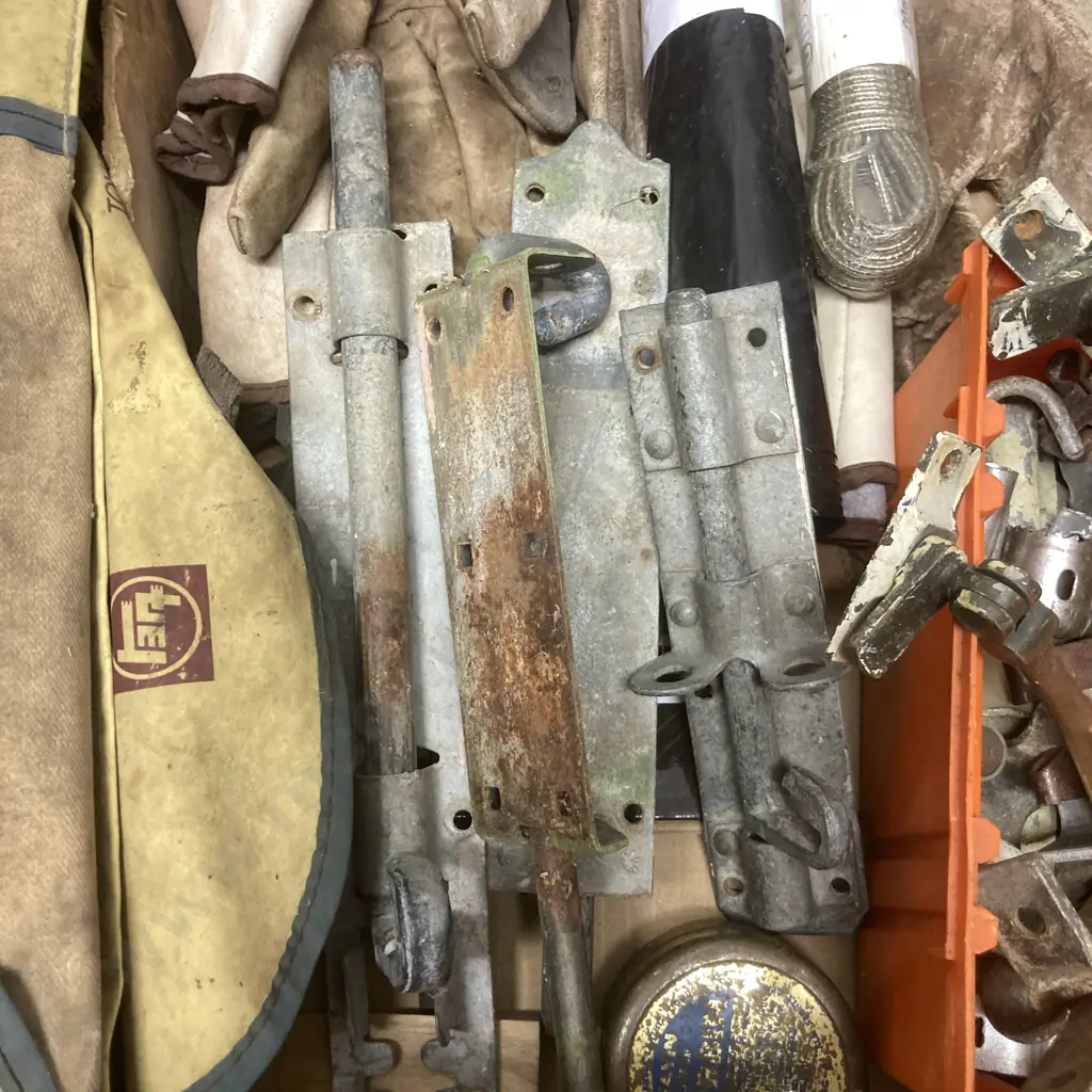 Box Lot Gloves, Brass Window latches, Hardware, Gate Latches Etc Image 1++