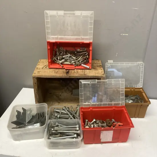 Assorted Bolts, Brackets, Coach Screws Etc