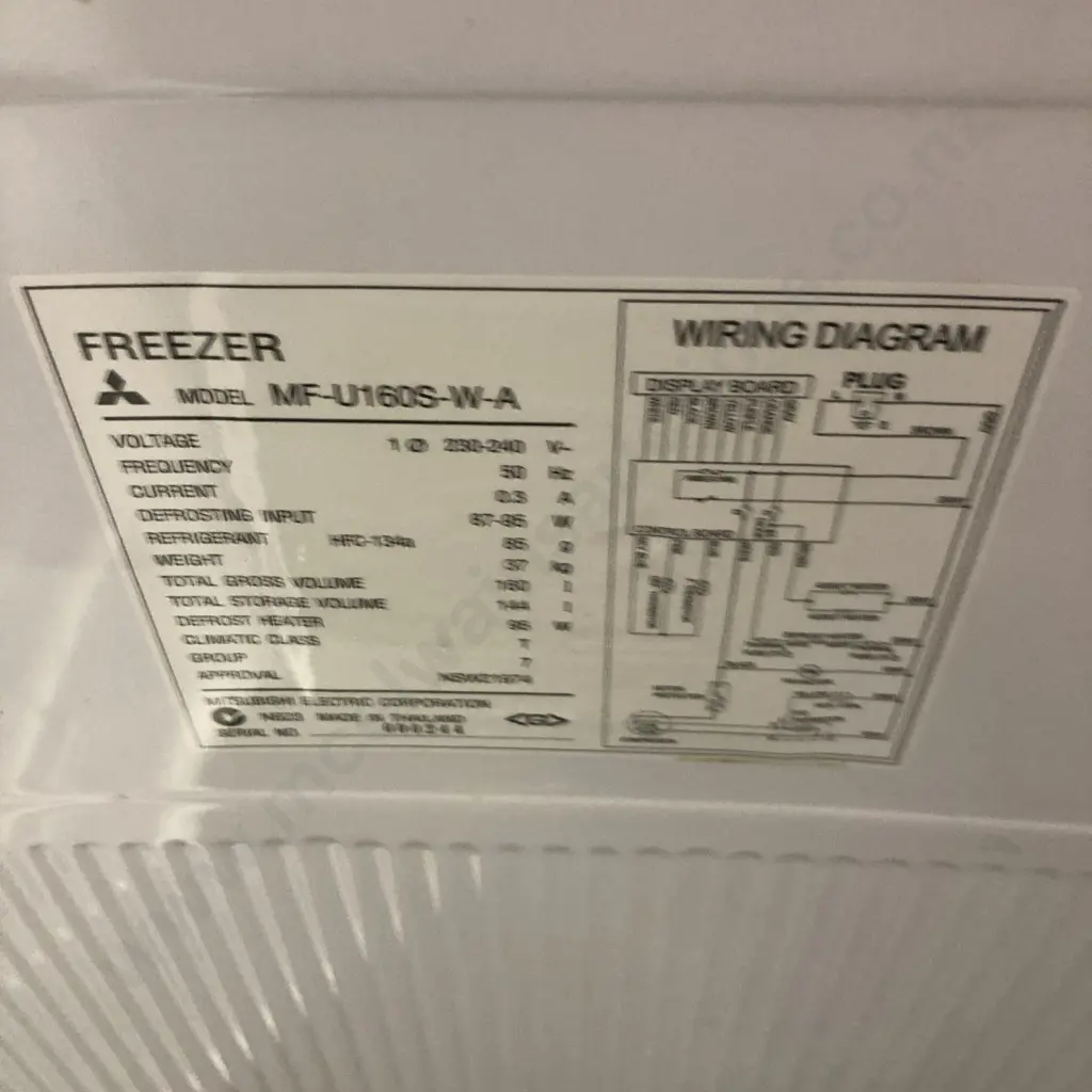 Mitsubishi 160 Litre Upright Freezer Model MF-U160S-W-A Image 1++
