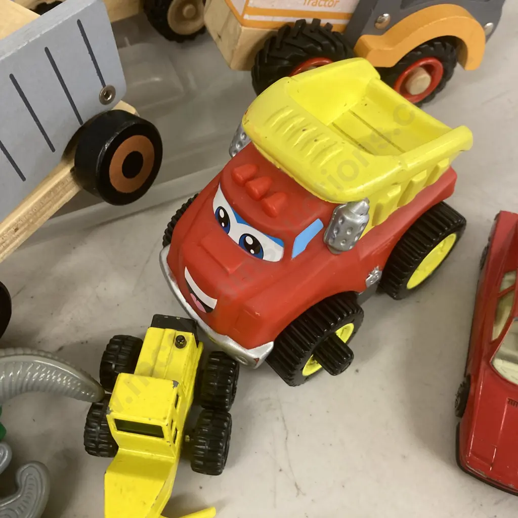 Assorted Toys In Clear Lidded Bin Image 1++