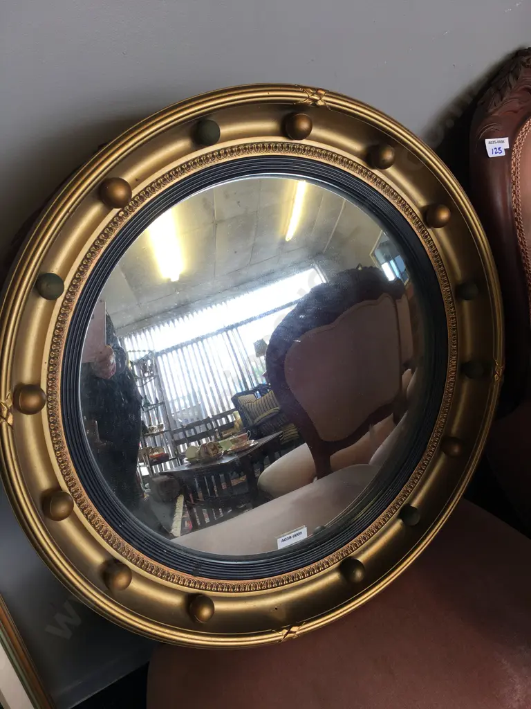 Mid Century Vintage Atsonea England Convex Mirror. 47 x 5cm (As Found Condition) Image 1++