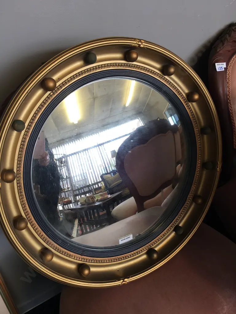 Mid Century Vintage Atsonea England Convex Mirror. 47 x 5cm (As Found Condition) Image 1++