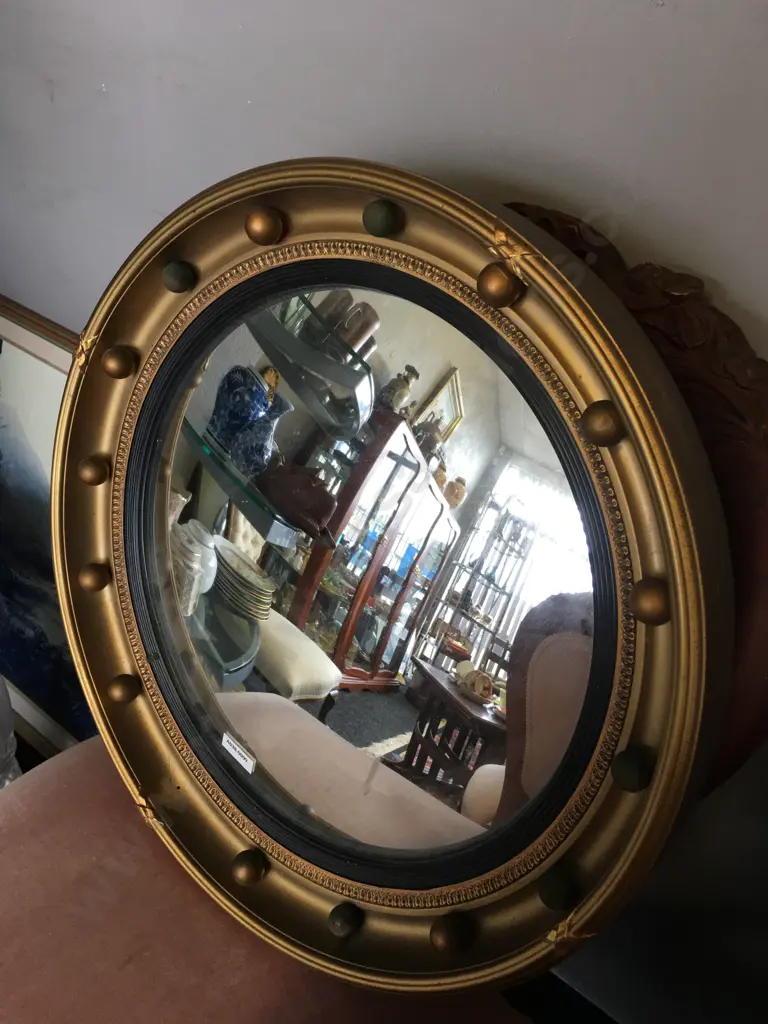 Mid Century Vintage Atsonea England Convex Mirror. 47 x 5cm (As Found Condition) Image 1++