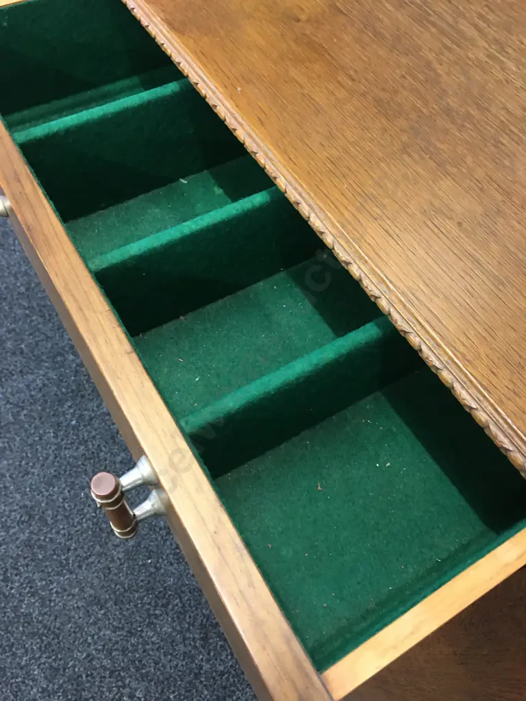 Mid Century Art Deco Sideboard, Lined Cutlery Drawer, Original Handles,4 Door (2 On Side) With Keys. H105 W137 D48cm Image 1++