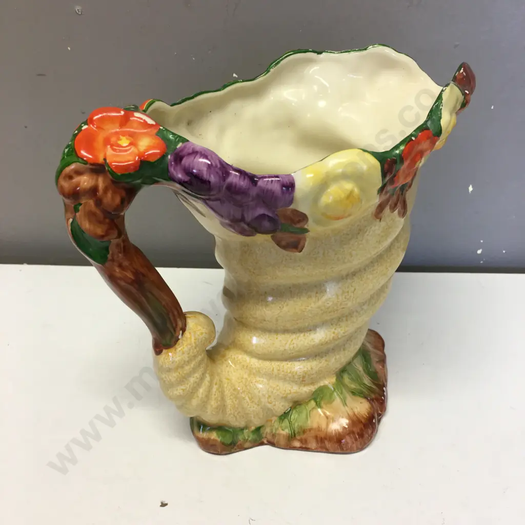 HJ Wood Burslem Fruit/Floral China Jug H21cm. Image 1++