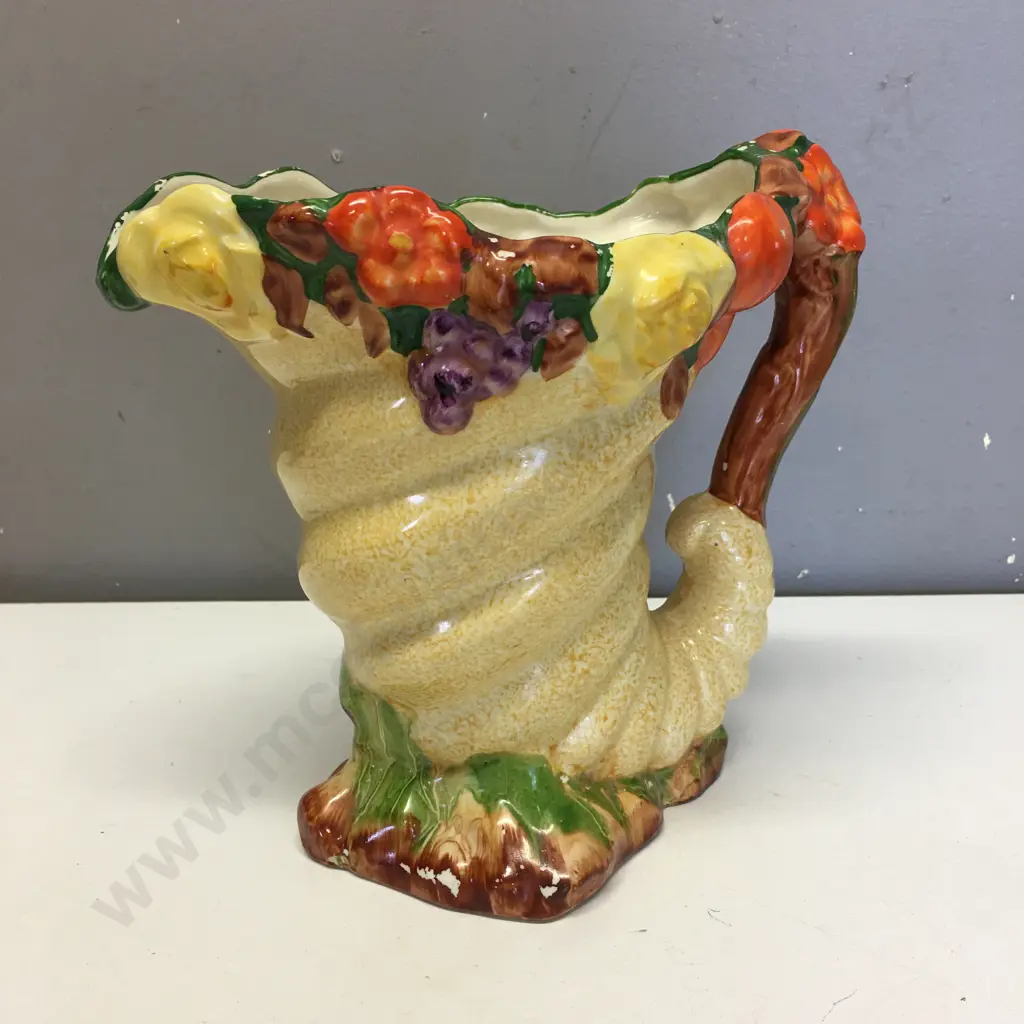HJ Wood Burslem Fruit/Floral China Jug H21cm. Image 1++