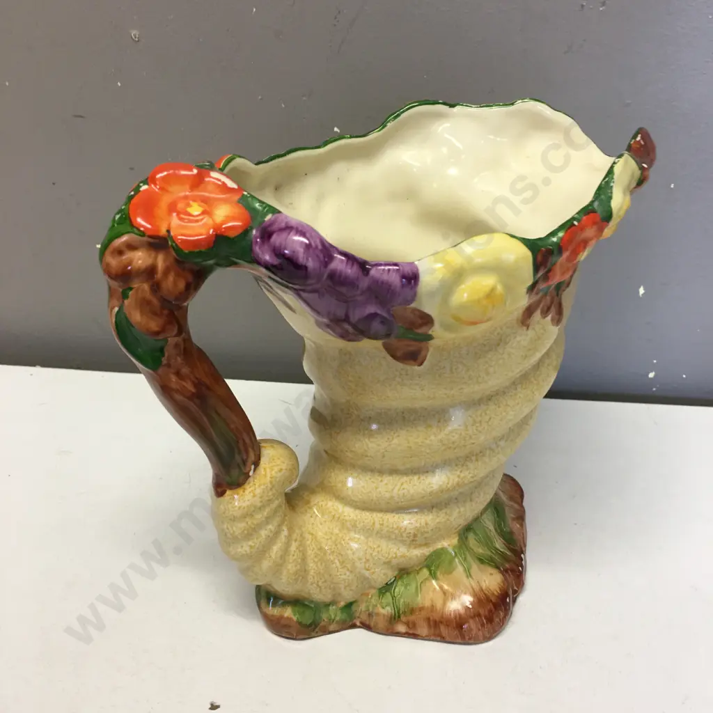 HJ Wood Burslem Fruit/Floral China Jug H21cm. Image 1++