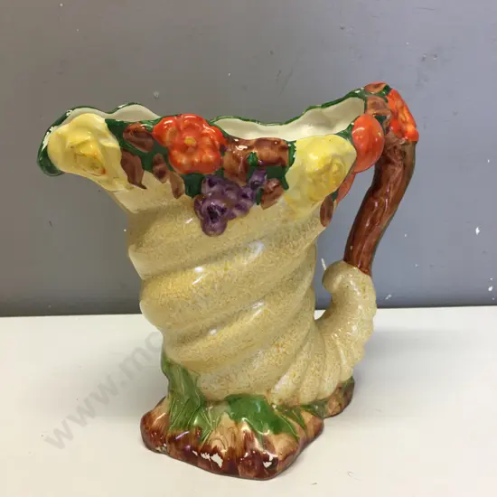 HJ Wood Burslem Fruit/Floral China Jug H21cm.