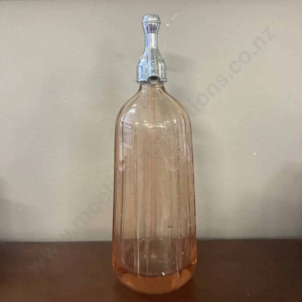 C.L. Innes & Co Ltd  Auckland Hamilton Pyramid Shaped Apricot Coloured Soda Syphon c1936? Image 1++