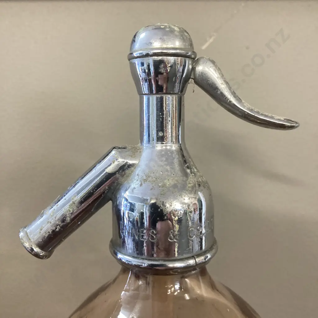 C.L. Innes & Co Ltd  Auckland Hamilton Pyramid Shaped Apricot Coloured Soda Syphon c1936? Image 1++