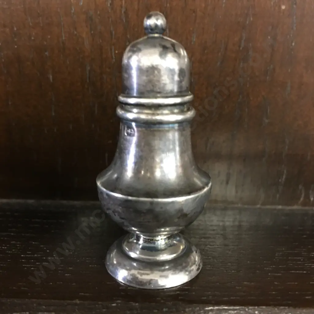 English Hallmarked Sterling Silver Snuff Canister With Small Spoon Attached To Lid, Birmingham c1891?, 48mm Image 1++