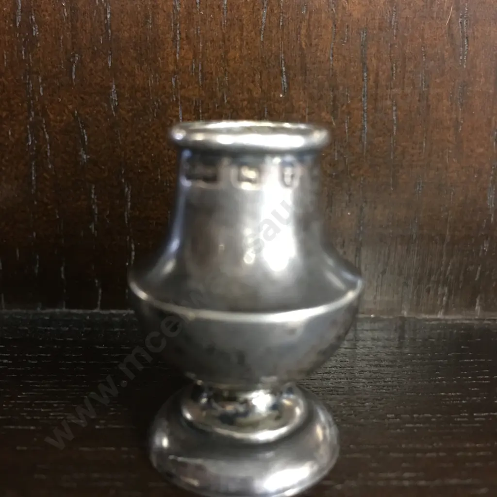English Hallmarked Sterling Silver Snuff Canister With Small Spoon Attached To Lid, Birmingham c1891?, 48mm Image 1++
