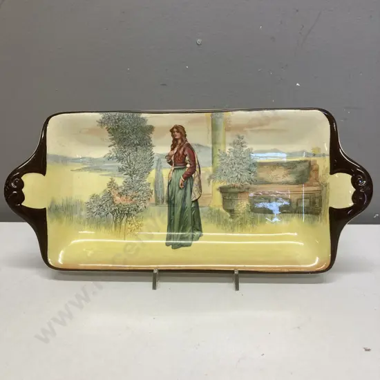 Royal Doulton Shakespearean Juliet Rectangular Dish With Handles D3596, 1912-1928