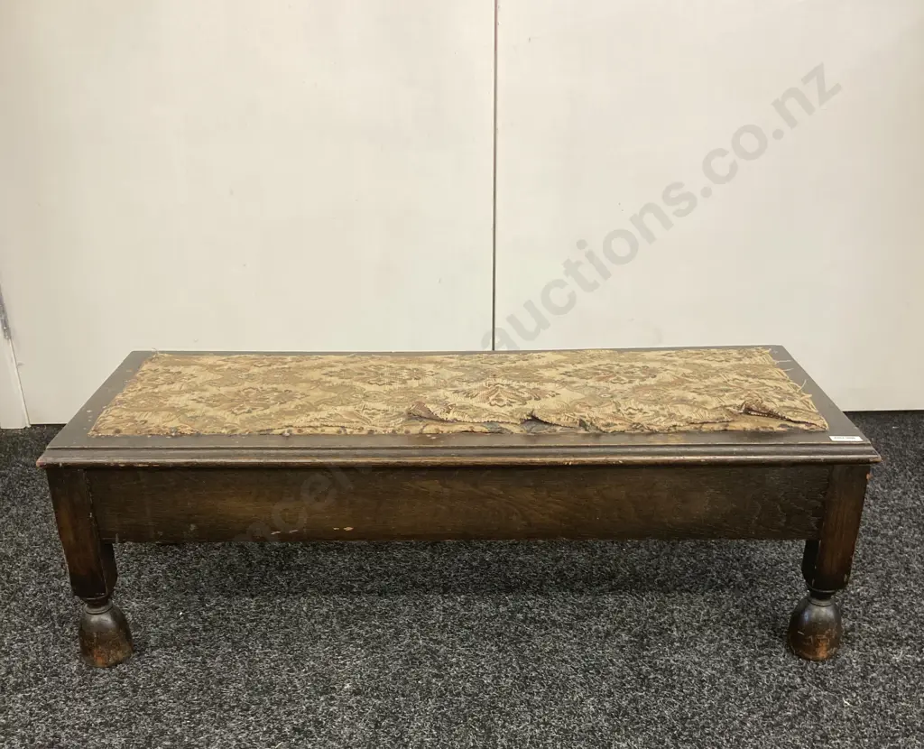 Antique Mahogany Footstool / Ottoman With Hinged Top, Late 1800s. H27 W88 D34cm Image 1++