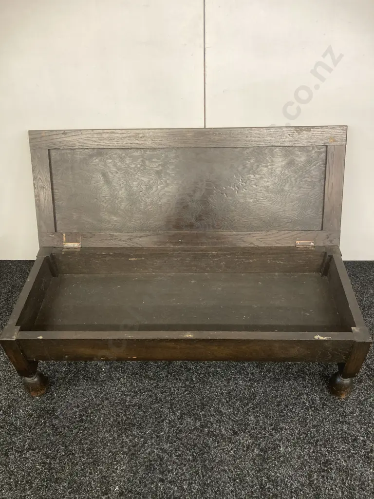 Antique Mahogany Footstool / Ottoman With Hinged Top, Late 1800s. H27 W88 D34cm Image 1++