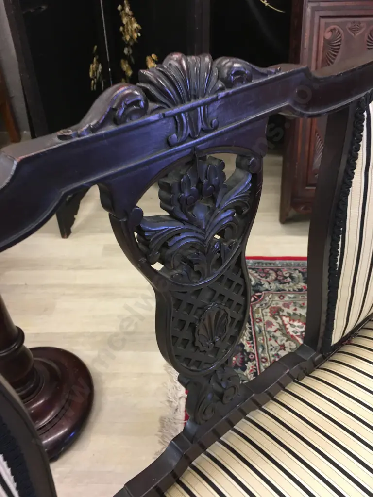 Beautiful Kauri Art Nouveau Chippendale Style Sofa With Cushions. Manufactured In Thames Late 1800s Image 1++