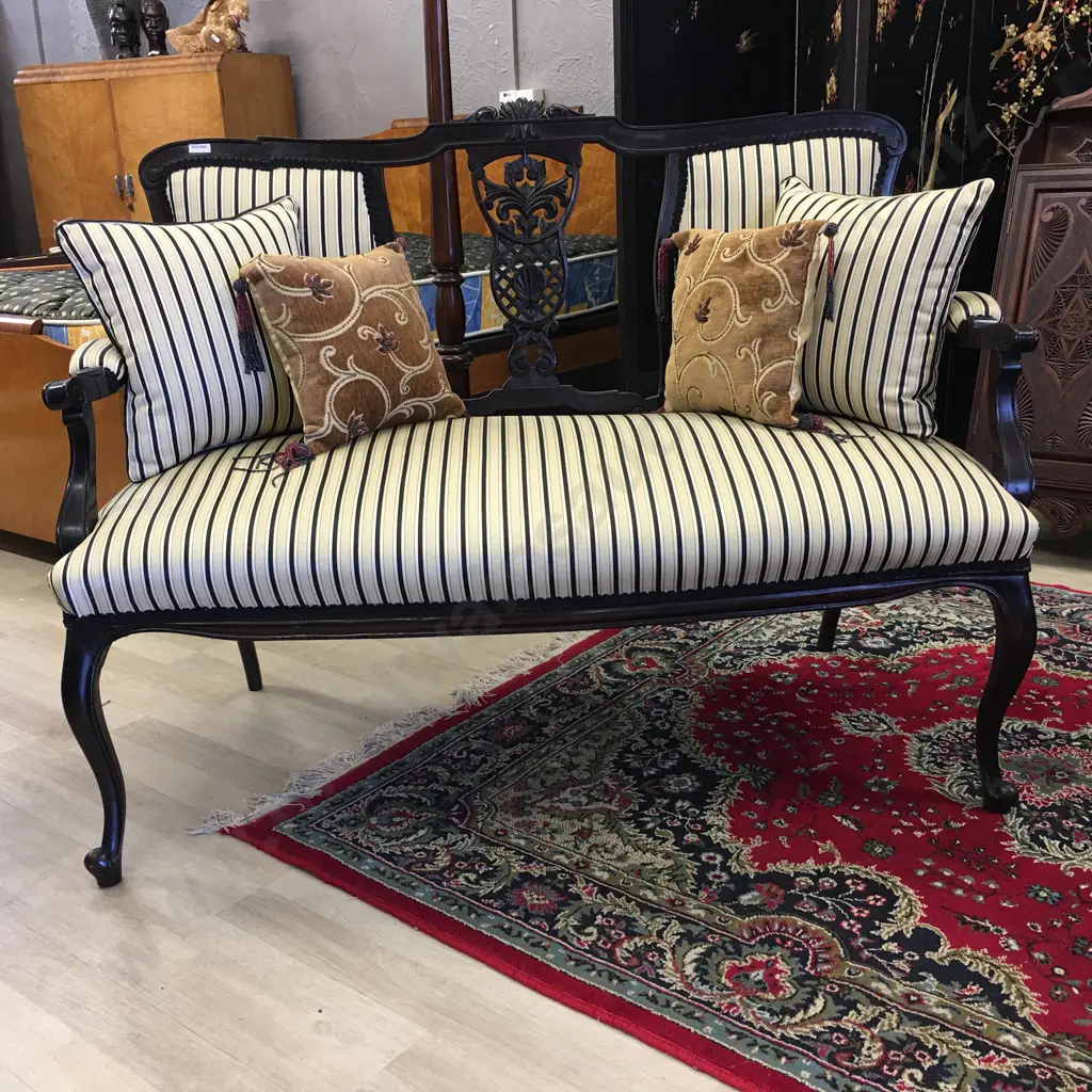 Beautiful Kauri Art Nouveau Chippendale Style Sofa With Cushions. Manufactured In Thames Late 1800s Image 1++