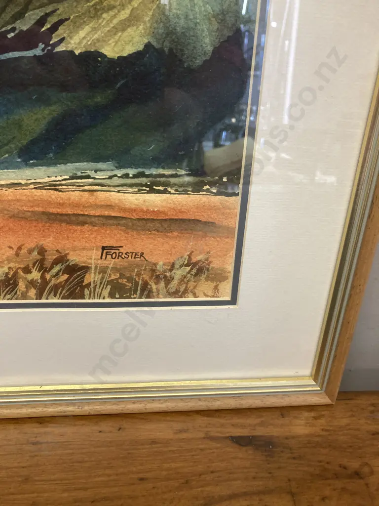 Frank Forster Watercolour "Near Arthur's Pass" Signed & Singed Bio On Back. 43 x 53cm Glazed Framed Image 1++